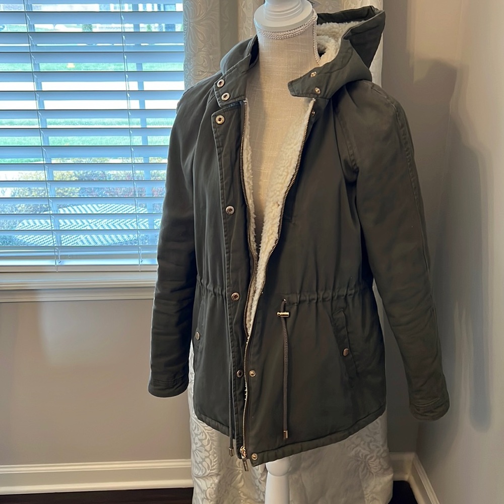 Collection B New York Macys green parka jacket Womens Large